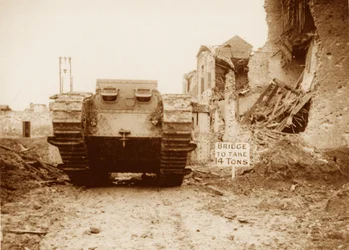 Tank going into action, 1916-17